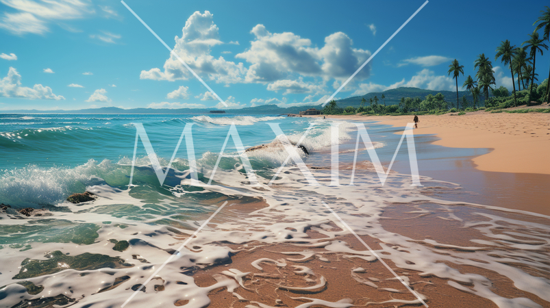 南国の海岸と青い海と青い空