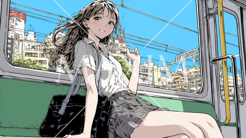 電車で通学している女子高生