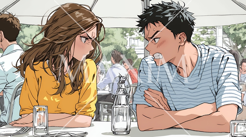 口論している若いカップル（夫婦）