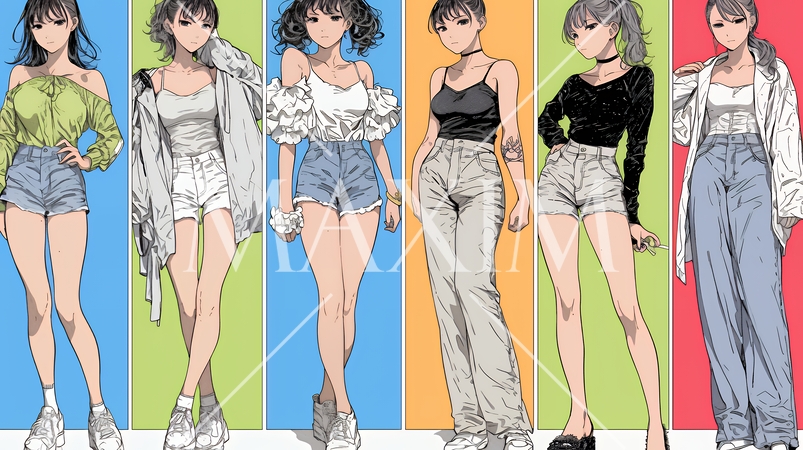 決めポーズをしている若い女性たち