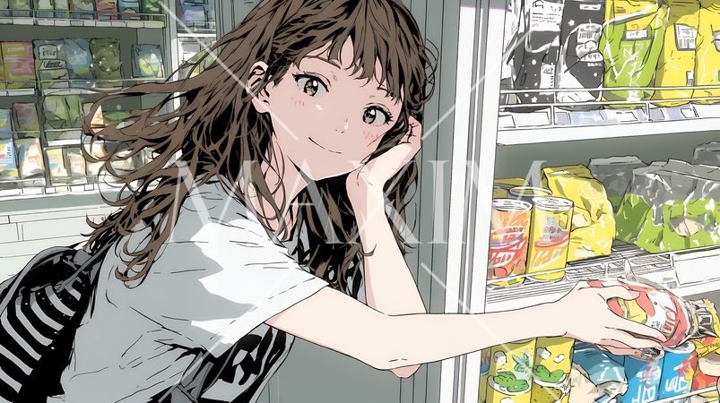 コンビニで新作スイーツを物色中の若い女性