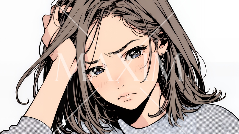 戸惑いの表情の若い女性：困惑した微妙な感情を浮かべた女性