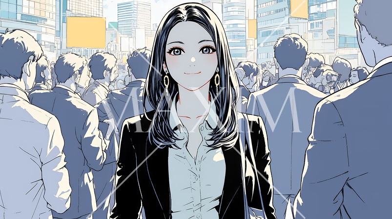 ビジネスフェアに参加しているビジネスウーマン