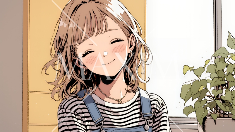 ポジティな気持ちが一杯で、笑顔一杯の若い女性：人と接するときに自然と微笑んだり、表情が柔らかい。