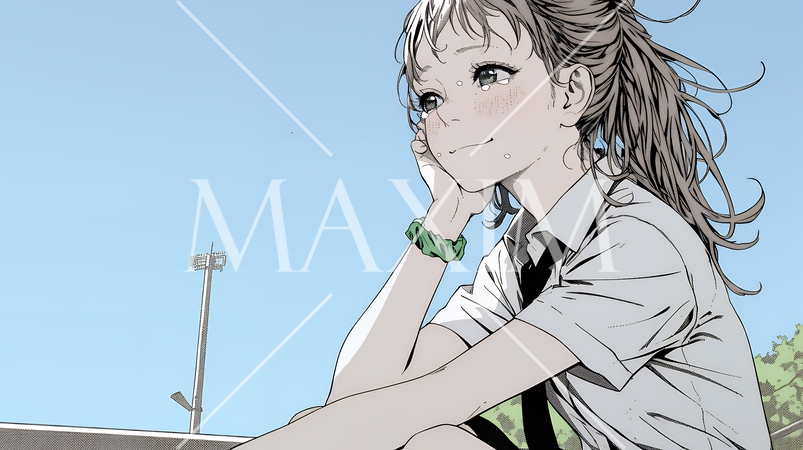 涙ぐむ制服姿の女子高生