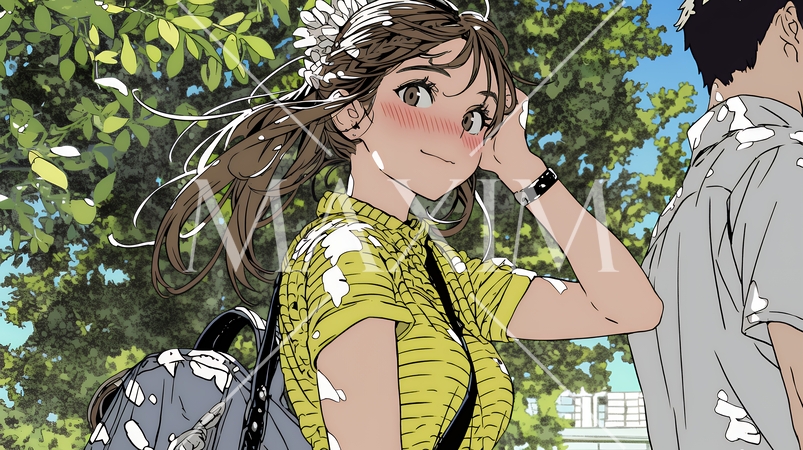 恥ずかしがって顔を赤らめている女性（異性を意識して？）