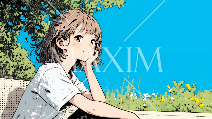 公園のベンチでひとり静かにくつろぐ若い女性