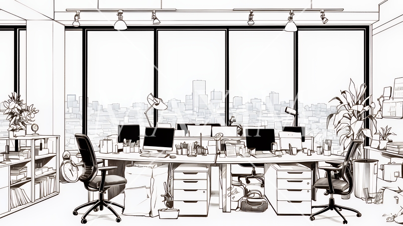 近代的なオフィス空間（シンプルな色使い）