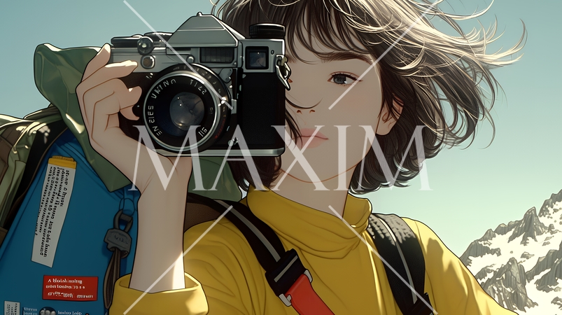 一人で撮影旅行に来ている若い女性