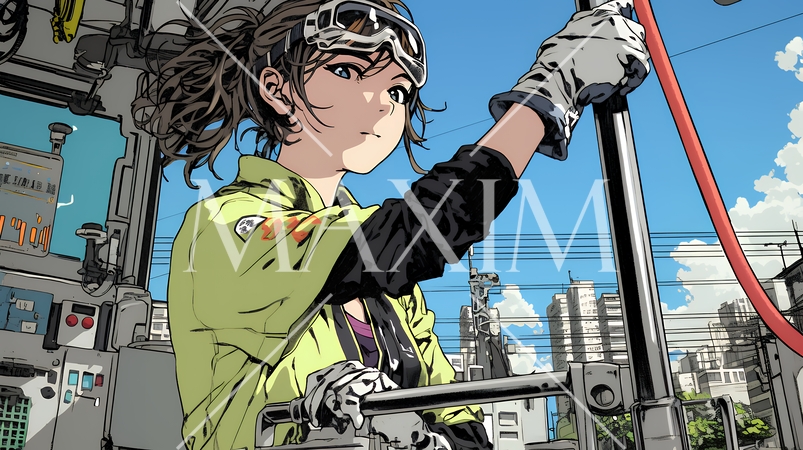 作業服を着た女性工場労働者