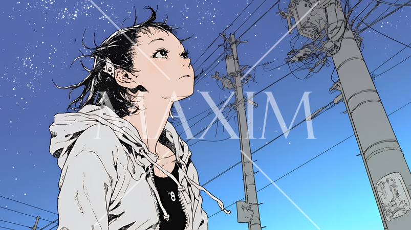 ぼんやり空を見上げている若い女性