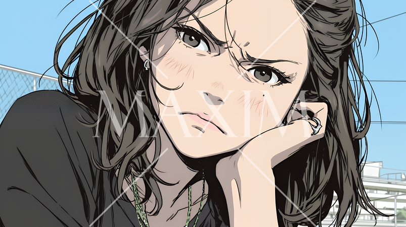 嫌悪の表情を浮かべている若い女性