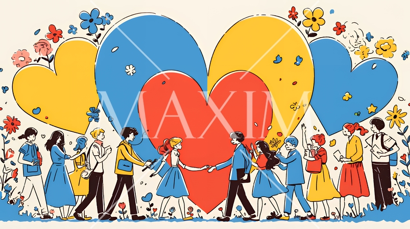 ダイバーシティ＆インクルージョンのビジネスコンセプト｜多様性と平等を表す企業PRイラスト