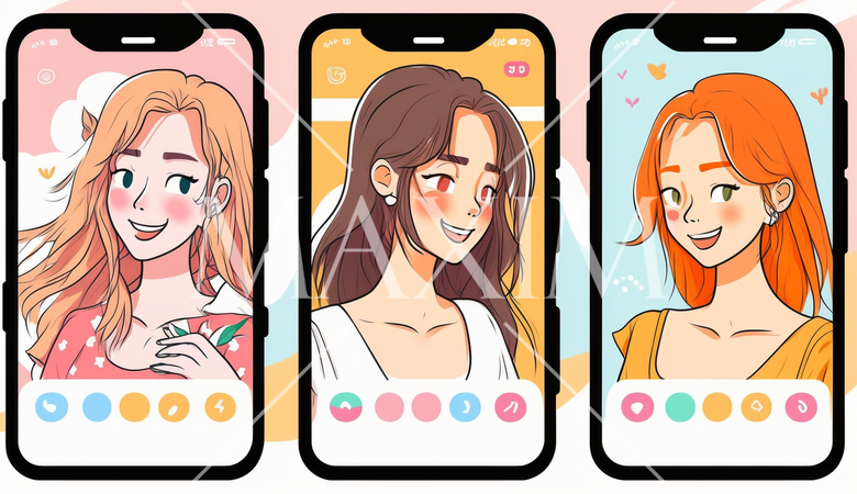 スマートフォンでビデオ通話をしている女性／自撮り