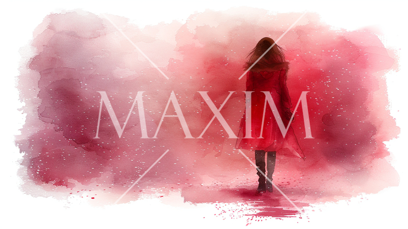 赤い霧に包まれた少女は、未来への不安に押し潰されそう。霧の先が見えず、何が起こるのか恐怖で震えてる。