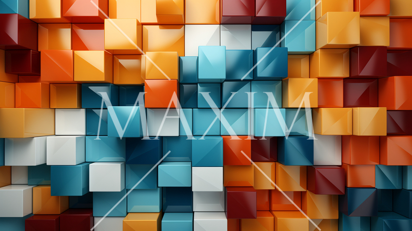 色とりどりのプラスチックブロックで構成されたジオメトリックな背景