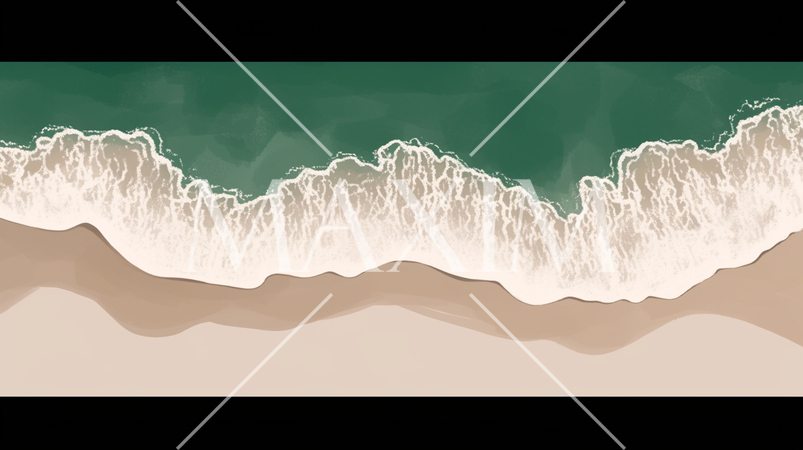 真夏の白い砂浜の波打ち際