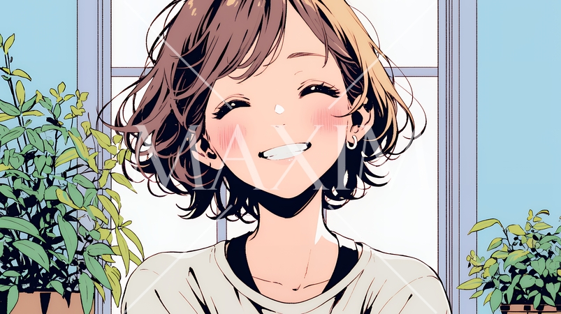 声をあげて大笑いする若い女性