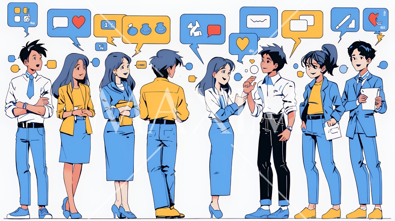 人材育成と社員研修のビジネスコンセプト｜学び成長するビジネスパーソンのイラスト素材