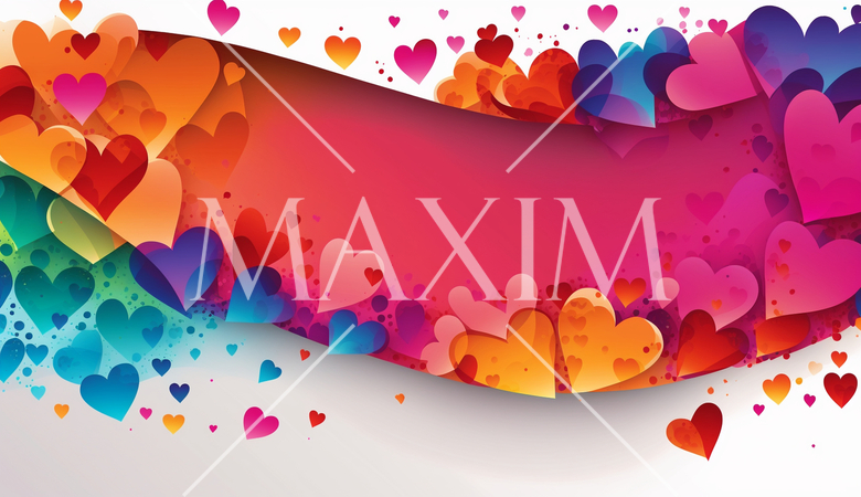 ハートがいっぱいのコピースペースのあるカラフルな背景