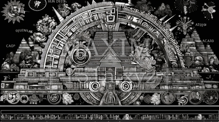 古代の壁画の背景：災害の様子を表したとされる（フェイク）（イラストID:4066319-19257）