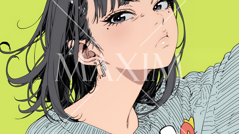 イライラした表情で口をとがらせて舌打ちをしている若い女性