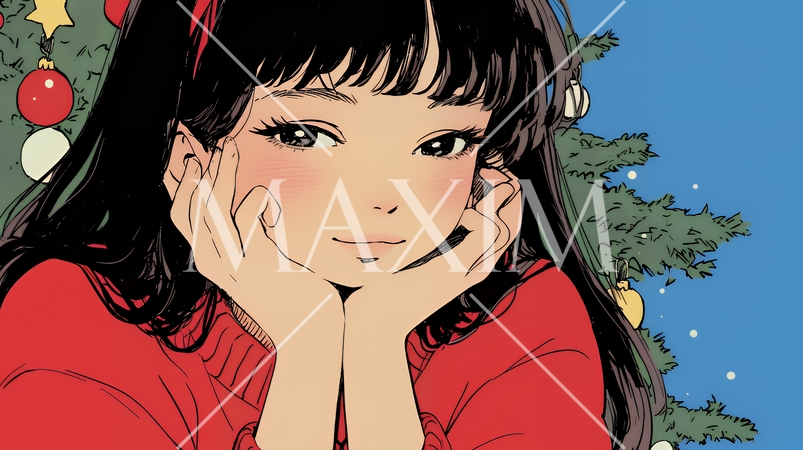 クリスマスツリーと少女