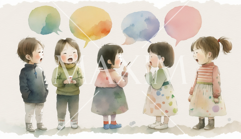 仲良くおしゃべりをしている子供達