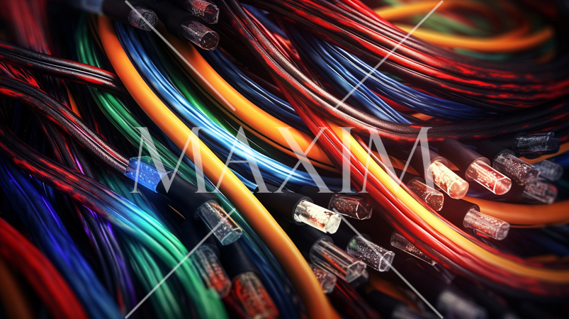 様々なワイヤーが絡み合った背景画像：精緻CG画像