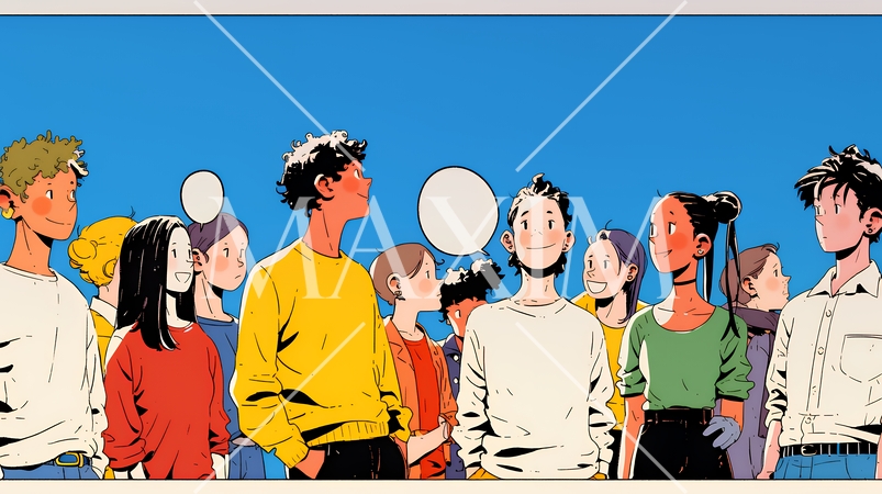 ダイバーシティ＆インクルージョンのビジネスコンセプト｜多様性と平等を表す企業PRイラスト