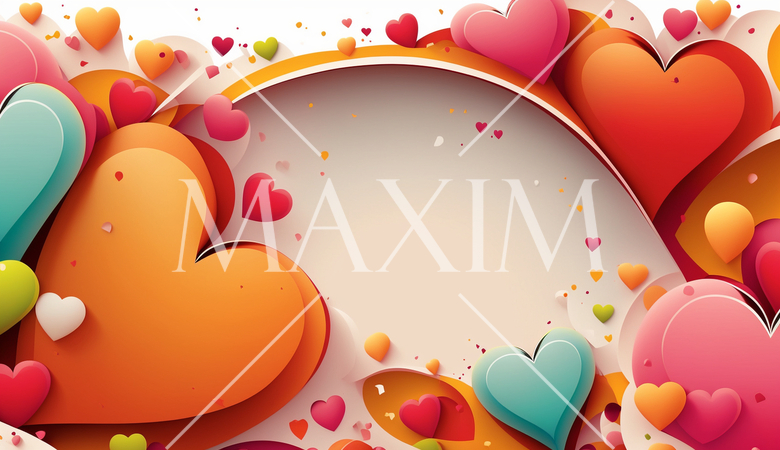 ハートがいっぱいのコピースペースのあるカラフルな背景