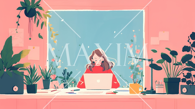 テレワーク／リモートワーク（場所に縛られない働き方）（POPな表現）