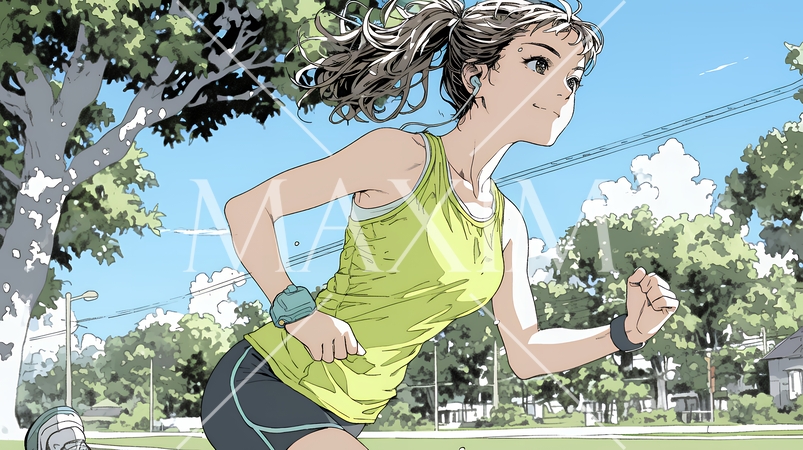 ジョギングをしている若い女性