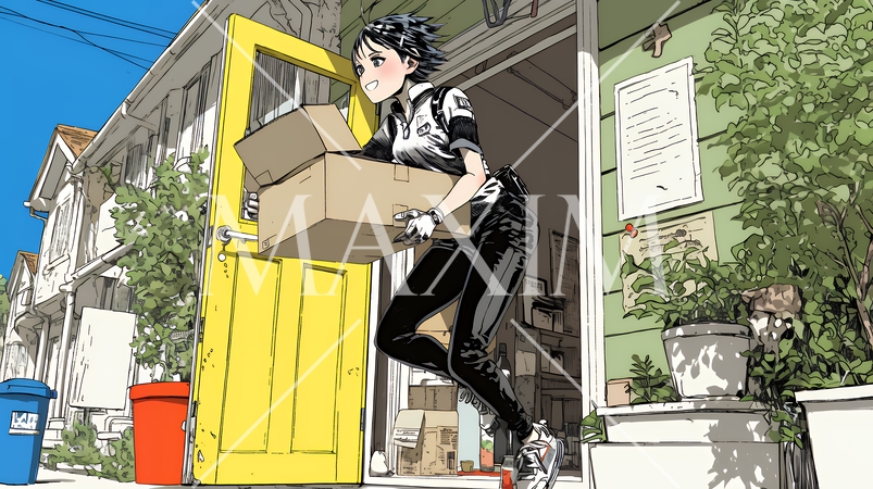 若い女性の宅配配達員（ドライバー）