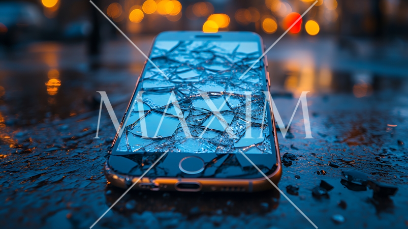 画面に危機的なヒビの入ったスマートフォン