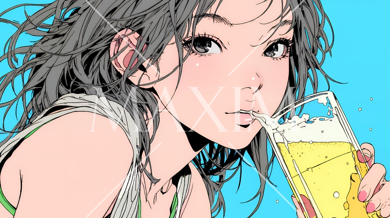 ビールを飲んでいる女性