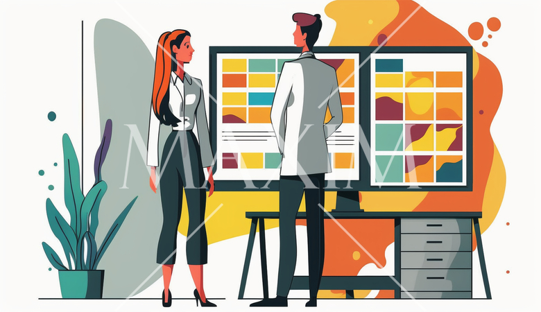 ビジネスミーティング：PC画面を見ながら