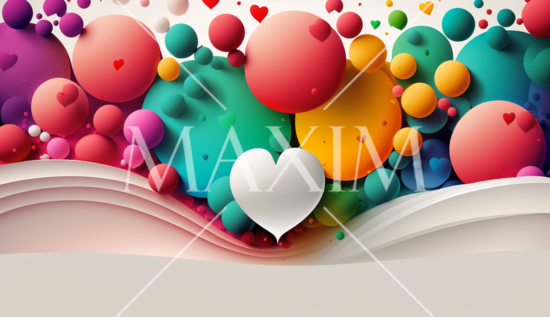 ハートがいっぱいのコピースペースのあるカラフルな背景