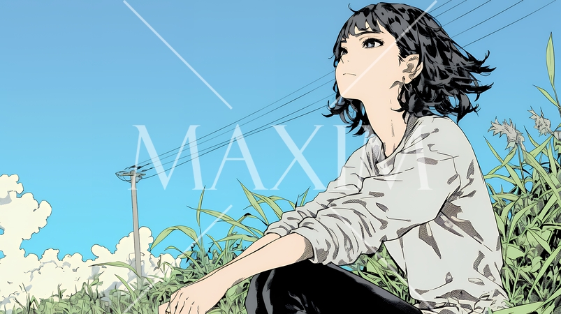 ぼんやり空を見上げている若い女性