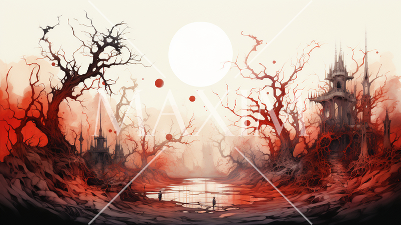 血塗られたハロウィン（Bloody_Halloween）：水彩画