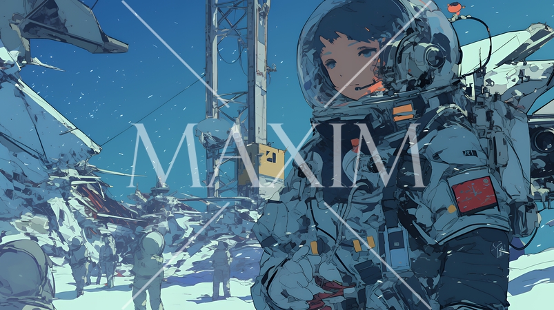 月面（宇宙）基地で作業をしている人たち