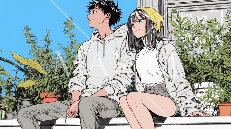 希望に満ちたライフスタイルを過ごす若いカップル：未来を見つめている