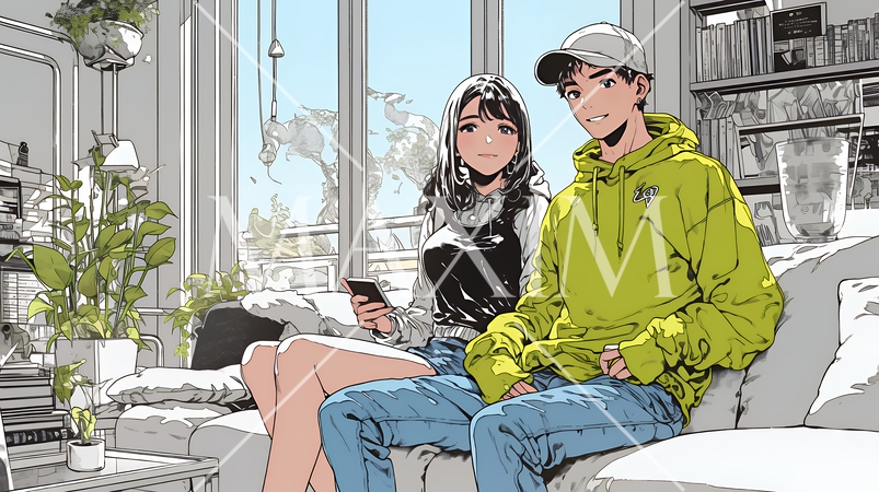 希望に満ちたライフスタイルを過ごす若いカップル：未来を見つめている