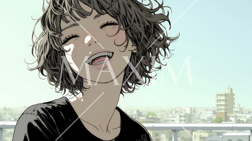 声をあげて大笑いする若い女性