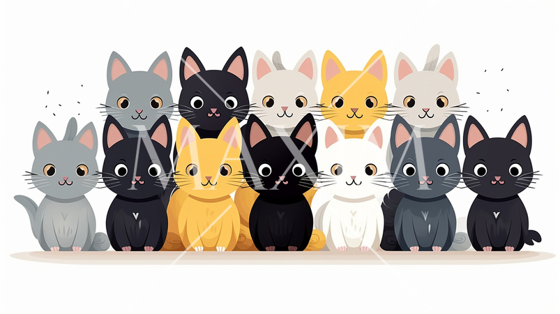 色々な猫のイラストのプリファレンスシート