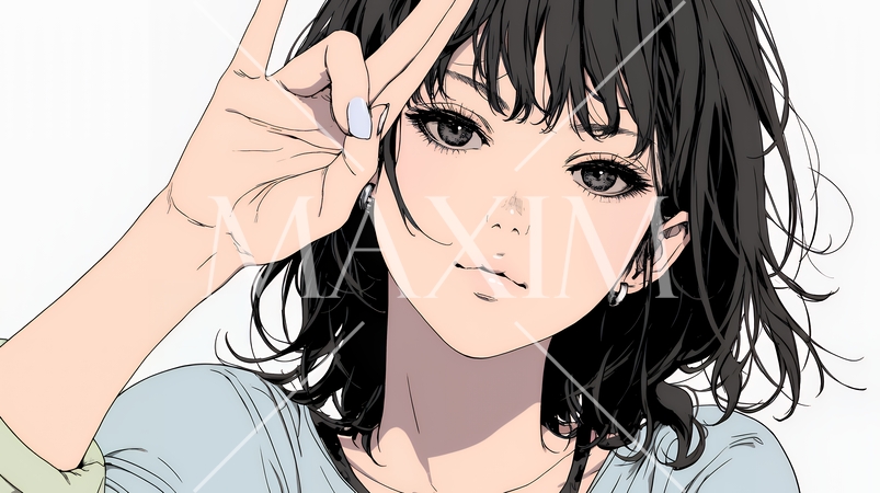 OKサインを出している若い女性