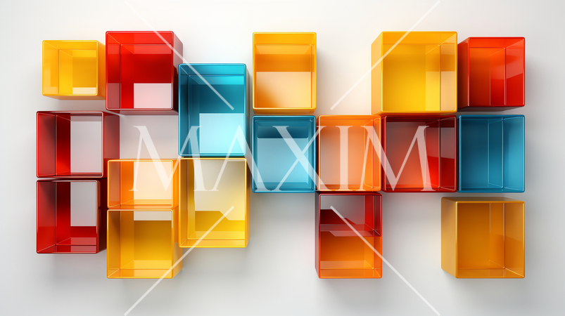 色とりどりのプラスチックブロックで構成されたジオメトリックな背景