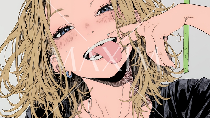 あっかんべー：舌を出して思いっきり相手を馬鹿にしている様子