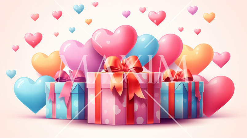 ハートがいっぱいのギフトボックス