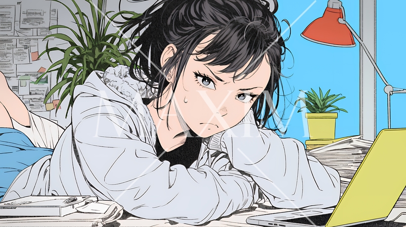 寝ようとしているときに嫌なメールを受け取り、不快そうな若い女性